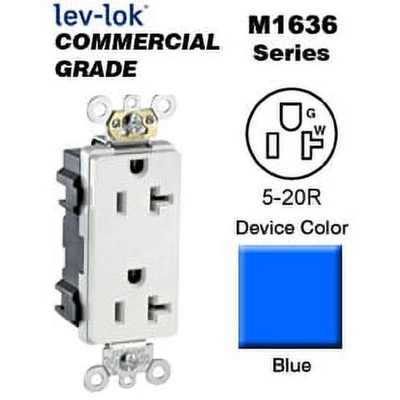 Leviton Decora Plus 20 Amp Lev-Lok Modular Device Self Grounding Outlet, Blue