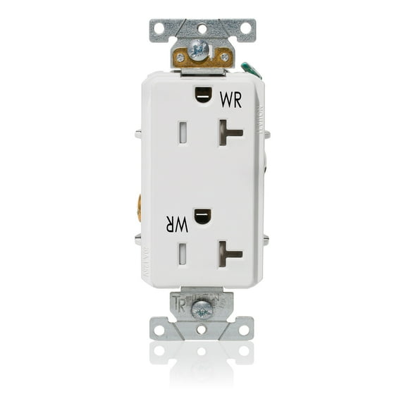 Leviton Decora Plus Duplex Receptacle Outlet, Heavy-Duty Industrial Specification Grade, Weather and Tamper-Resistant,Smooth Face, 20 (WTD20-W)
