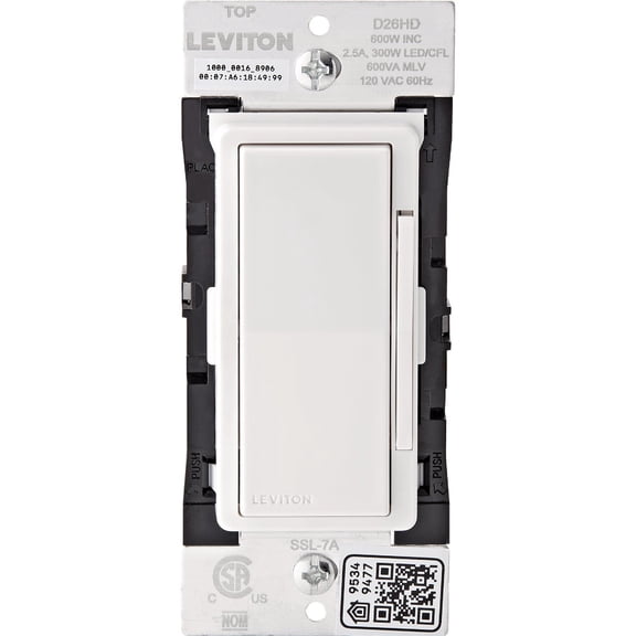 Leviton Decora Smart Wi-Fi Dimmer Switch in White - Works With Google, Alexa, HomeKit, and Anywhere Companions