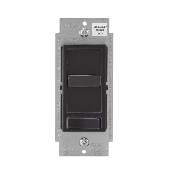 Leviton 6674-P0W SureSlide Universal 150-Watt LED and CFL/600-Watt Incandescent Dimmer Black