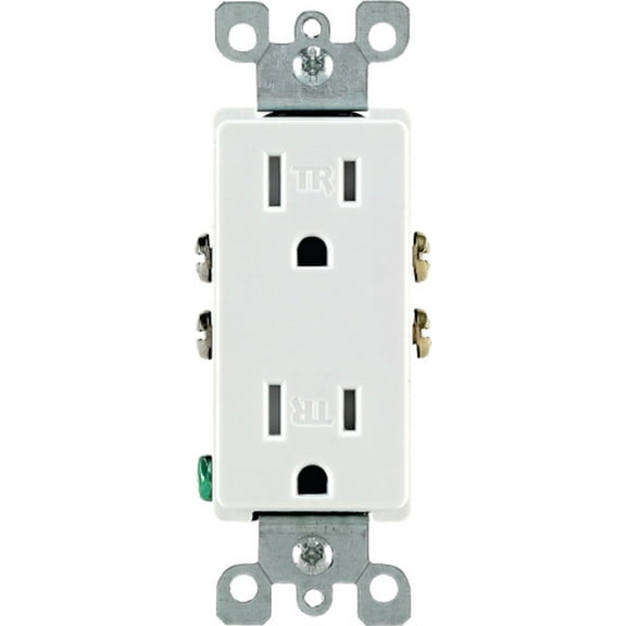 Leviton T5325-00W Decora 15 Amps 125 V Duplex White Outlet 5-15R