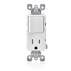 Leviton Duplex Receptacle Decora Rocker-Style Design in White UL Listed for US Residential Electrical Code Compliance, Drop-in NEC-Standard Wiring