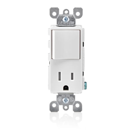 Leviton Duplex Receptacle — Decora® Rocker-Style Design in White — UL Listed for US Residential Electrical Code Compliance, Drop-in NEC-Standard Wiring