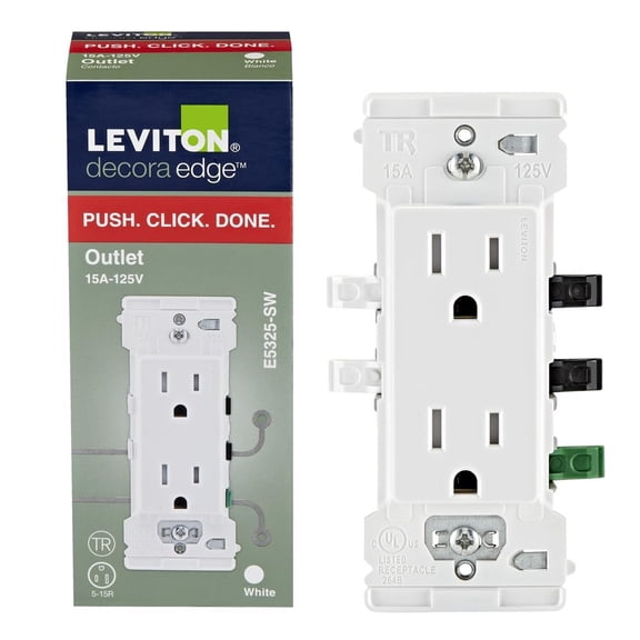 Leviton Decora Edge 15 Amp Tamper-Resistant Duplex Outlet - White