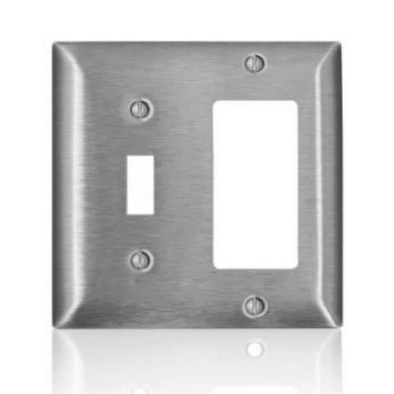 Leviton 3006769 C-series Satin 2 Gang Stainless Steel Decora & Toggle Wall Plate