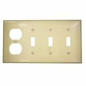 Leviton 80743-I Wallplate 4-Gang 3-Toggle 1-Duplex Standard Size Nylon - Ivory