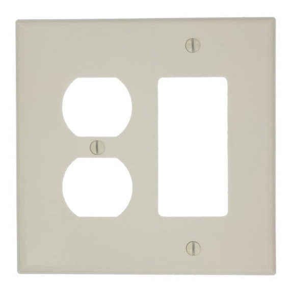 Leviton PJ826-T Light Almond Midway Nylon Two Gang Combination Duplex Receptacle Decora Wall Plate