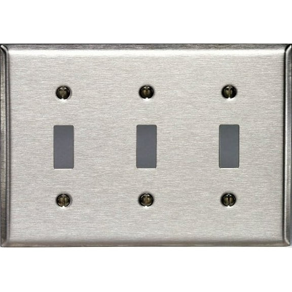 NON-MAG Stainless Steel 3-Gang Toggle Switch Cover Wallplate 84011-40