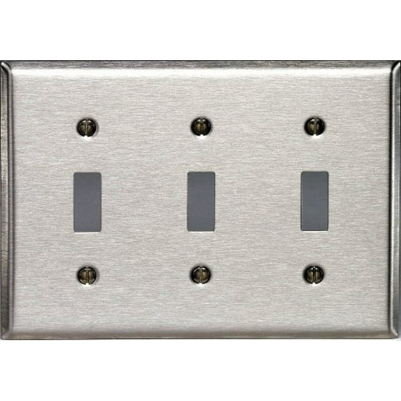 NON-MAG Stainless Steel 3-Gang Toggle Switch Cover Wallplate 84011-40