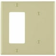 thumbnail image 1 of leviton 80708-i 2-gang 1-blank 1-decora/gfci device combination wallplate, standard size, ivory, 1 of 2