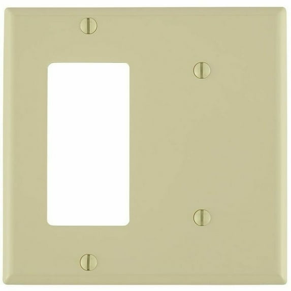 leviton 80708-i 2-gang 1-blank 1-decora/gfci device combination wallplate, standard size, ivory
