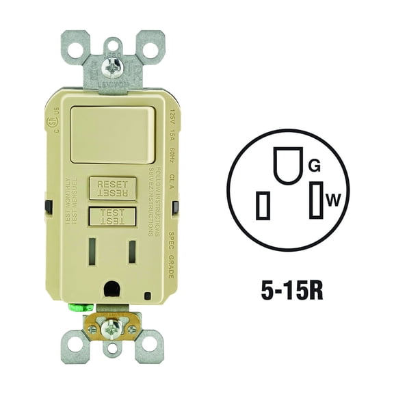 Leviton Self-Test Tamper Resistant GFCI Switch & Outlet Combination With Wallplate