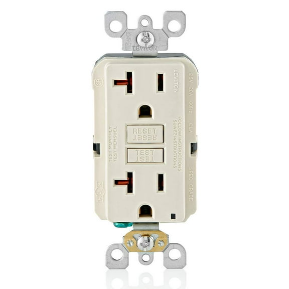 Leviton GFCI Outlet, 20 Amp, Self Test, Non Tamper-Resistant with LED Indicator Light, Protection from Electric Shock and Electrocution, GFNT2-T, Light Almond CA2