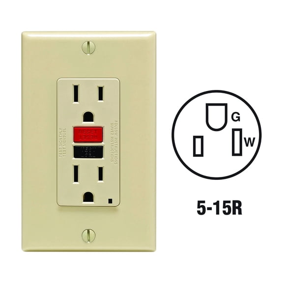 Leviton SmartLockPro Self-Test 15A GFCI Outlet With Wall Plate