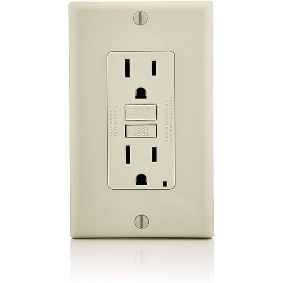 Leviton GFNT1-T GFCI Receptacle, 15A, 125V Narrow, Light Almond