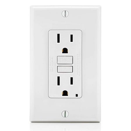2-pack Leviton GFCI Outlet SmartlockPro GFNT1-W - 15 Amp Self-Test LED - 2 Pack, White — Indoor & Outdoor Use, NEC-Compliant