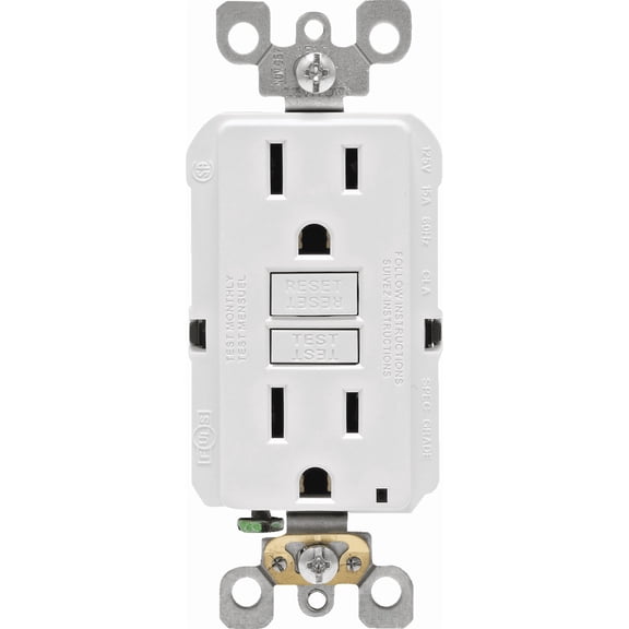 Leviton GFCI Receptacle in White — UL Listed for US Residential Electrical Code Compliance, Drop-in NEC-Standard Wiring