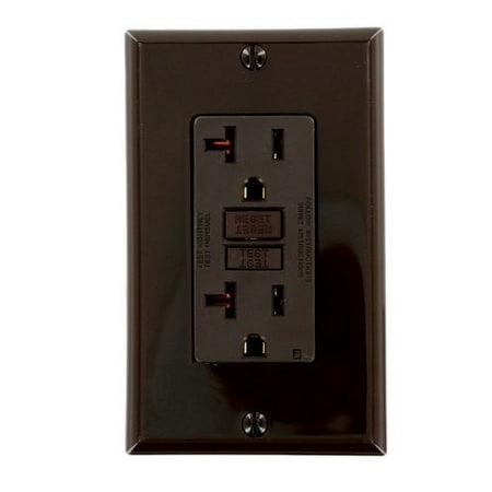 Leviton GFNT2 Self Test Slim GFCI Outlet with Wall-Plate Brown 20 A 125 Volt