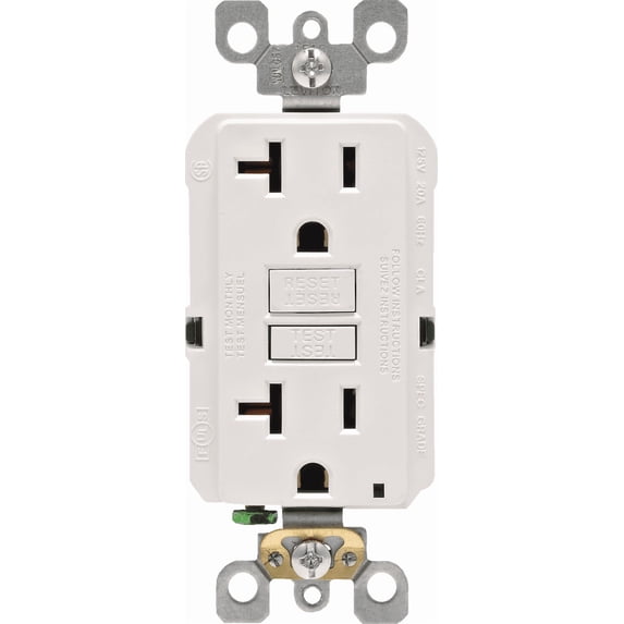 Leviton GFCI Receptacle in White — UL Listed for US Residential Electrical Code Compliance, Drop-in NEC-Standard Wiring