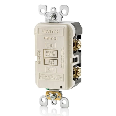 Leviton GFRBF-T Self-Test SmartlockPro Slim Blank Face GFCI Receptacle with LED Indicator, 20 Amp, Light Almond