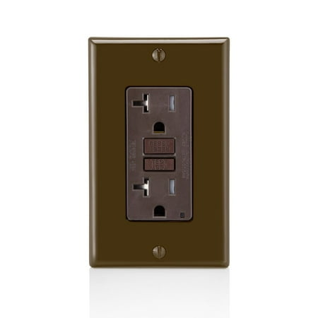 Leviton GFCI Outlet, 20 Amp, Self Test, Tamper-Resistant with LED Indicator Light, Protection from Electric Shock and Electrocution, GFTR2, Brown