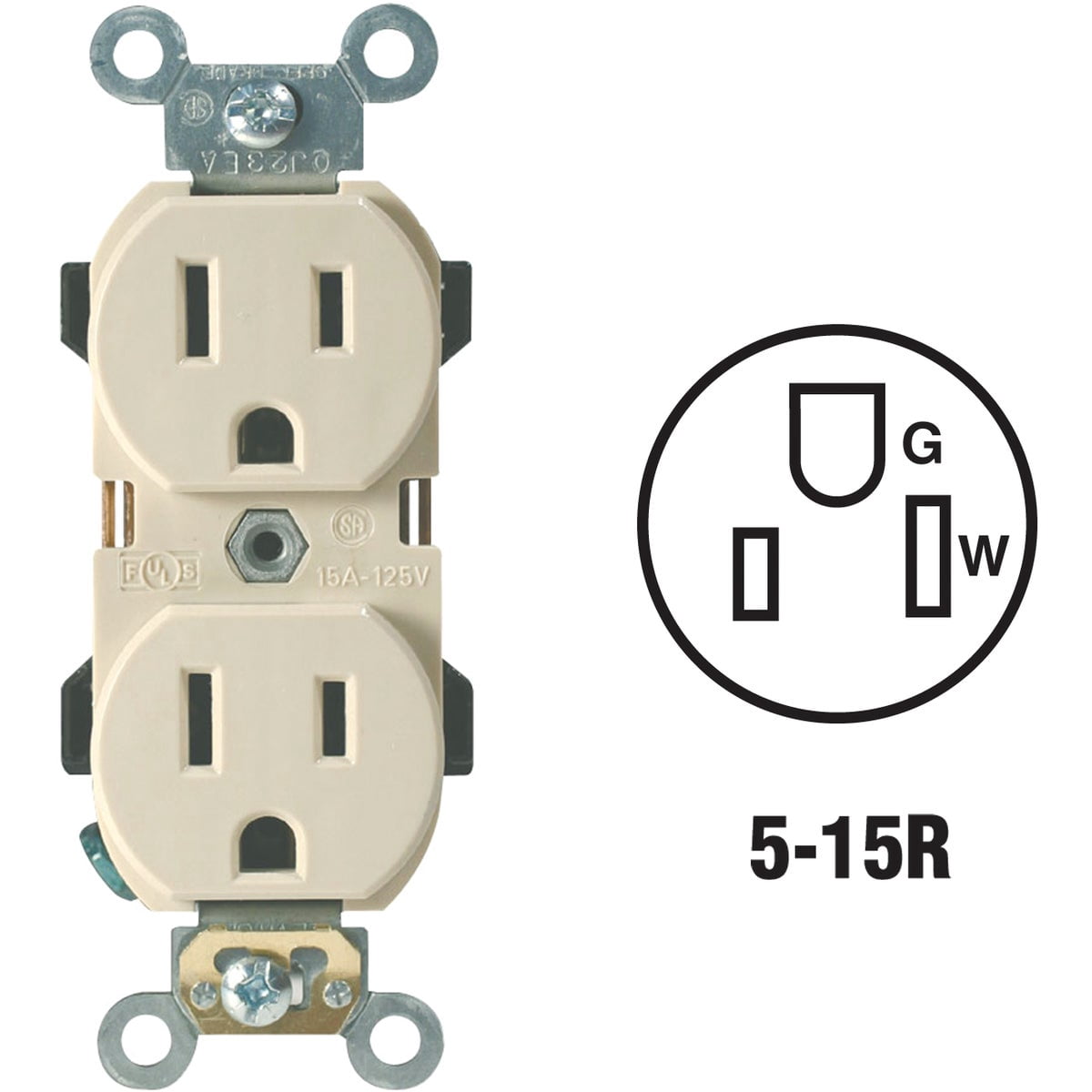Leviton Industrial Grade Duplex Outlet - Pack of 2 — Indoor & Outdoor Use, NEC-Compliant