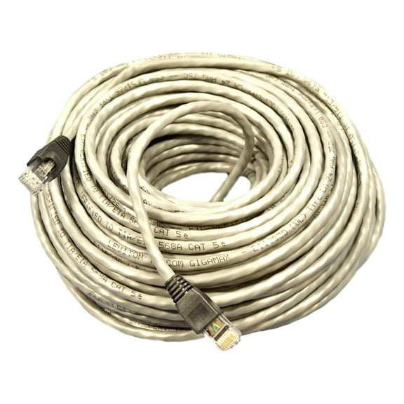 Leviton Gray Cat 5e 100 Ft Patch Cord Network Cable Booted Cat5e 5G455-100G
