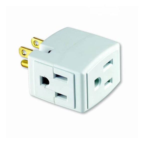 Leviton R54-00692-00W 15 Amp, 125 Volt White Triple Cube Grounding Adapter