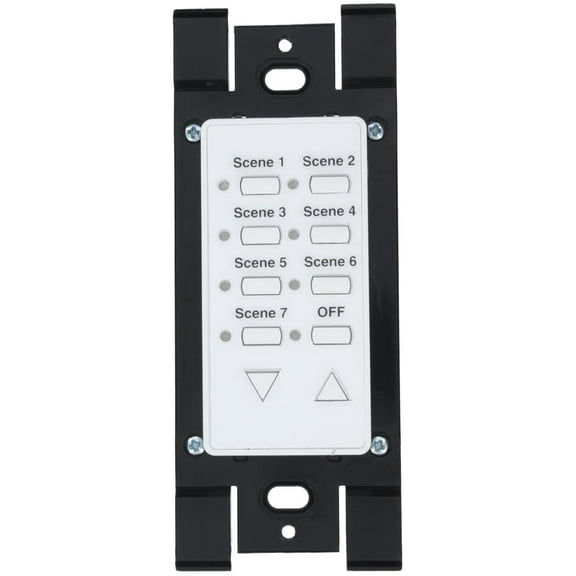 Leviton HXC7S-1TW DHC Seven-Scene 12 Address, Scene Dim/Bright, Off Wall Mounted Dimming Switch Controller, Green Line, 2-Way Communication, White