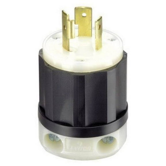 Leviton Locking Plug Industrial Nylon - 20 Amp 2 Pole 3 Wire NEMA L5-20P - Black White