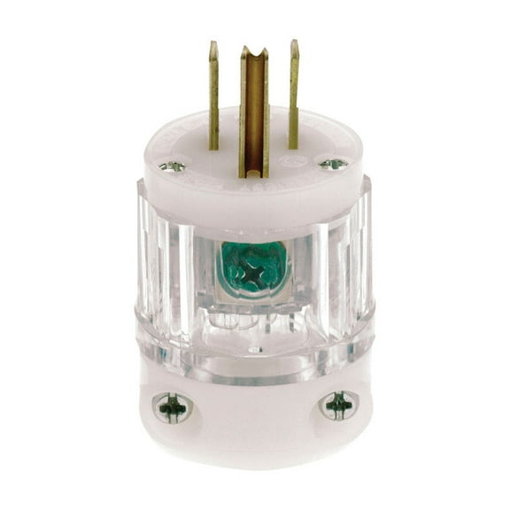 Leviton Plug Nylon Nema 1 - 15 Pole Clear Clear Green