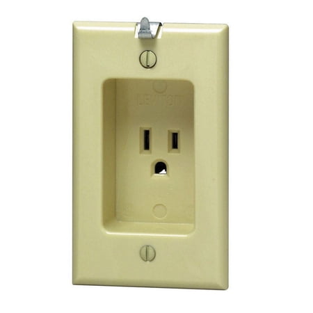 Leviton 688-I 15 Amp, 125 Volt, 1 Gang Recessed Single Receptacl, Ivory