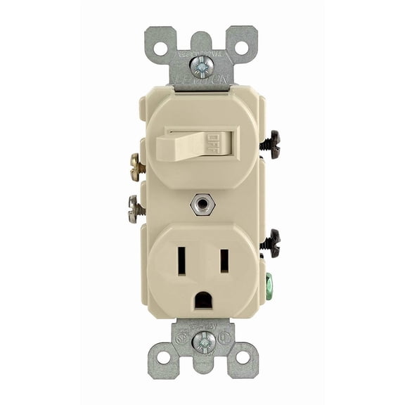 Leviton 108-05225-ISP Combo Single-Pole Switch and Receptacle, Ivory