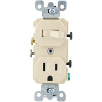Leviton 108-05225-ISP Combo Single-Pole Switch and Receptacle, Ivory