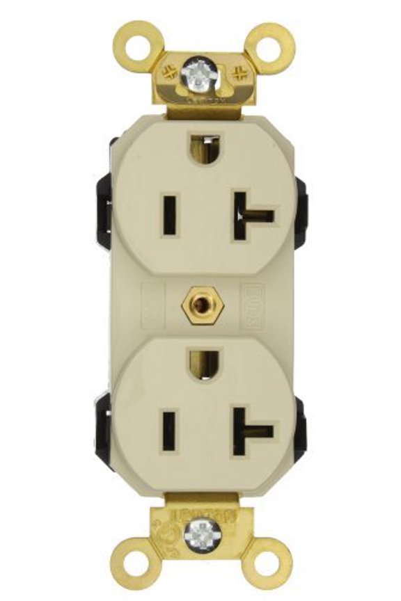 Ivory LEV-LOK Industrial Receptacle Duplex Outlet 20A M5362-I Boxed