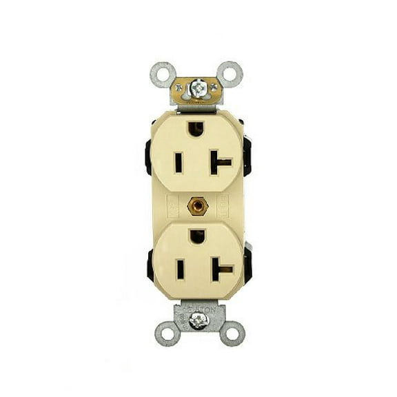 Leviton Ivory LEV-LOK Industrial Receptacle Duplex Outlet 20A M5362-SI