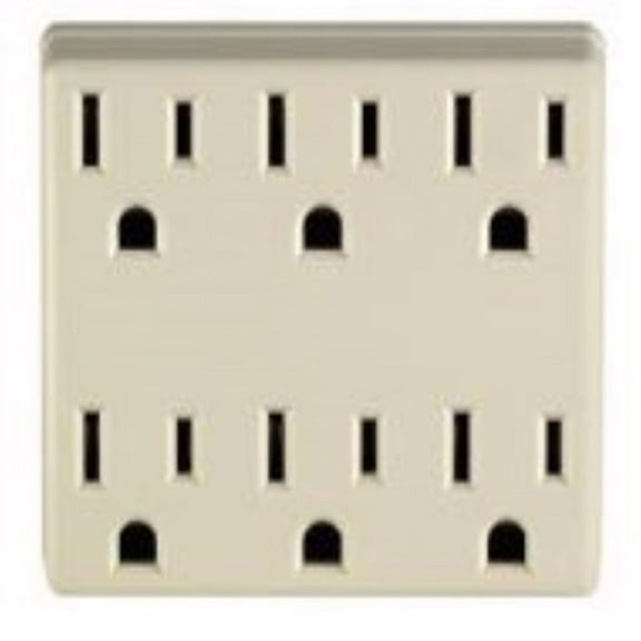 Leviton Ivory Six-Outlet Grounding Adapter C21-6ADPT-00I