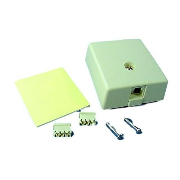 Leviton 41038-IDA Modular Telephone Wall Jack, 8-Position 8-Conductor, USOC RJ-45, 110-Type Termination, Type 103, Surface Mount, Ivory