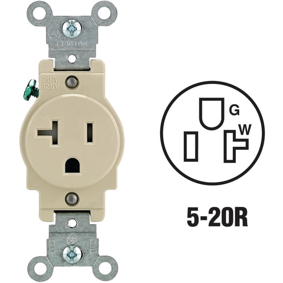 Leviton Tamper-Resistant Power Outlet R51-T5020-0IS - 20 Amp - Ivory