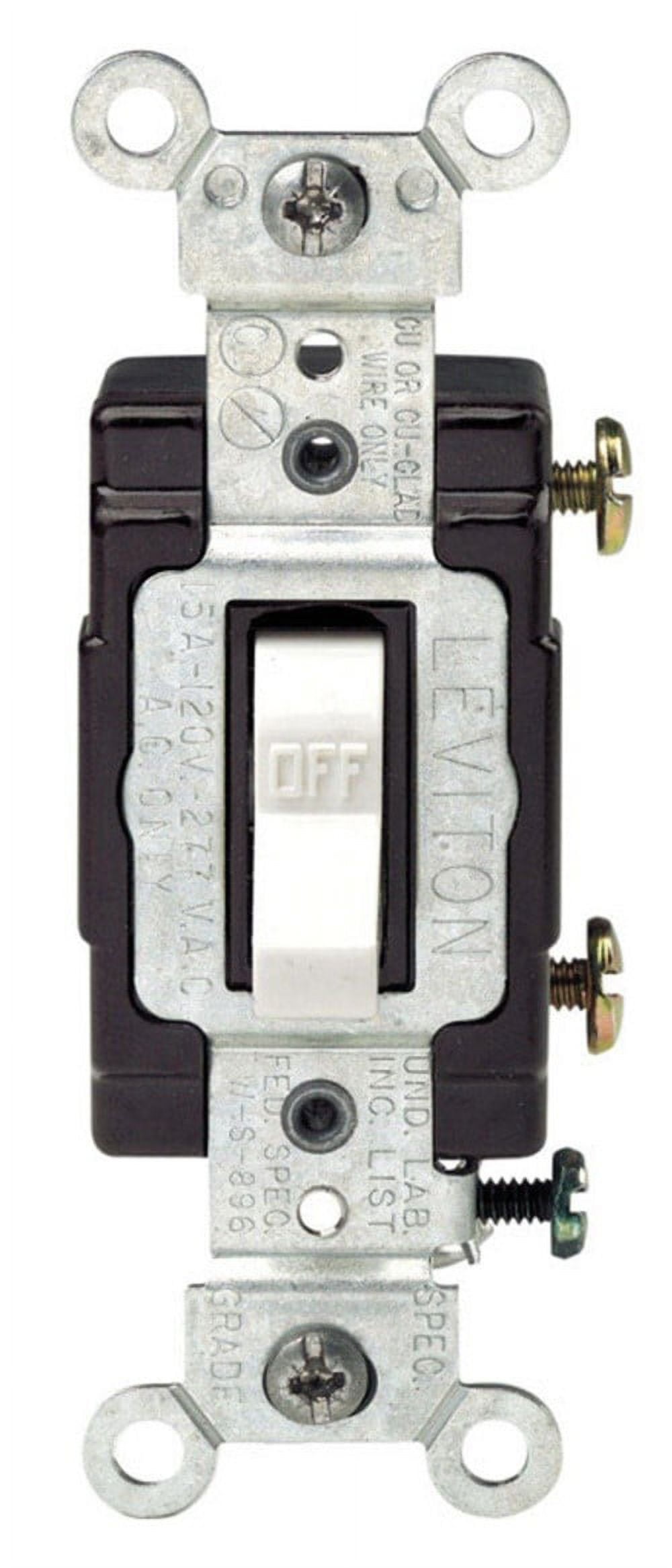Leviton L02-05501-LHW Lighted Single Pole Switch, 15 Amp, White