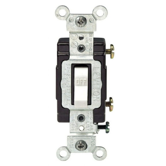 Leviton L02-05501-LHW Lighted Single Pole Switch, 15 Amp, White