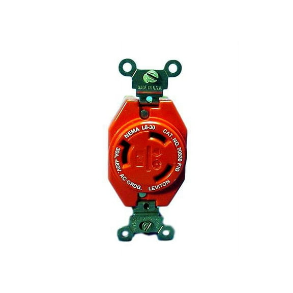 Leviton L8-30 ISOLATED GROUND Twist Locking Receptacle Outlet Turn Lock NEMA L8-30R 30A 480V 2640