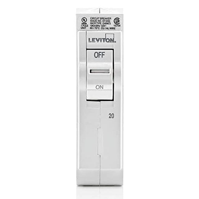 Leviton LB120 Branch Circuit Breaker Standard 1-Pole 20 Amp 120-Volt
