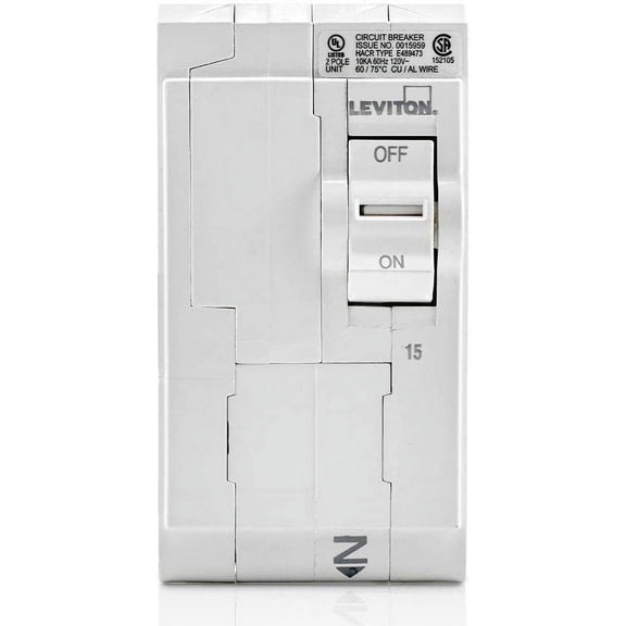 Leviton LB215 15 Amp, 2-Pole Plug-on Standard Branch Circuit Breaker, 120/240 VAC