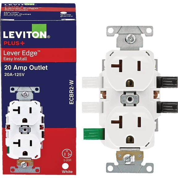 Leviton Lever Edge 5-20 Duplex Outlet - Single Pack