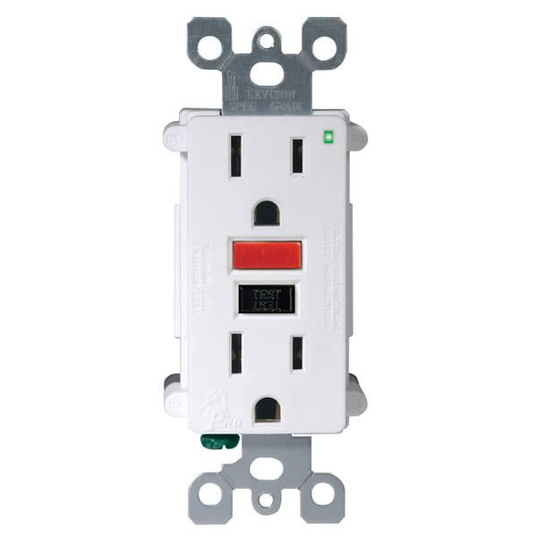 White 15A-125V Tamper Resistant GFCI Outlet with Indicator Light