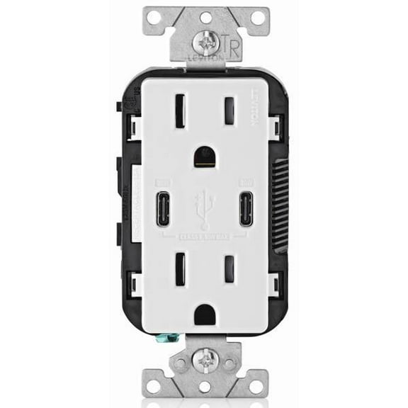 Leviton USB Charging Outlet 15A Tamper-Resistant Duplex - 2-Port, White