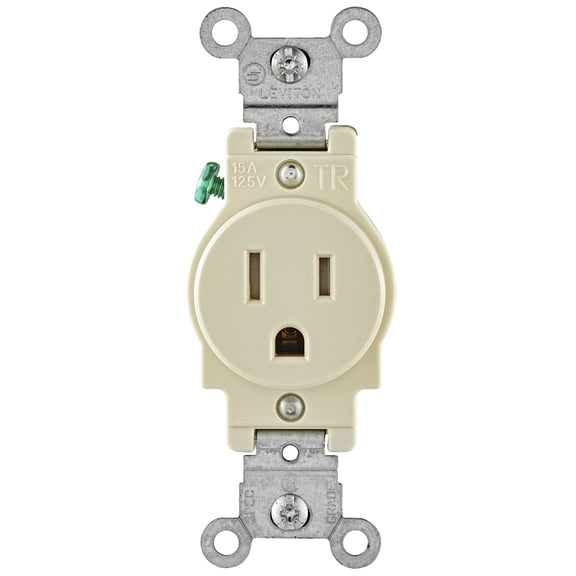 Leviton Light Almond Tamper Resistant Single Outlet Receptacle 15A T5015-TS