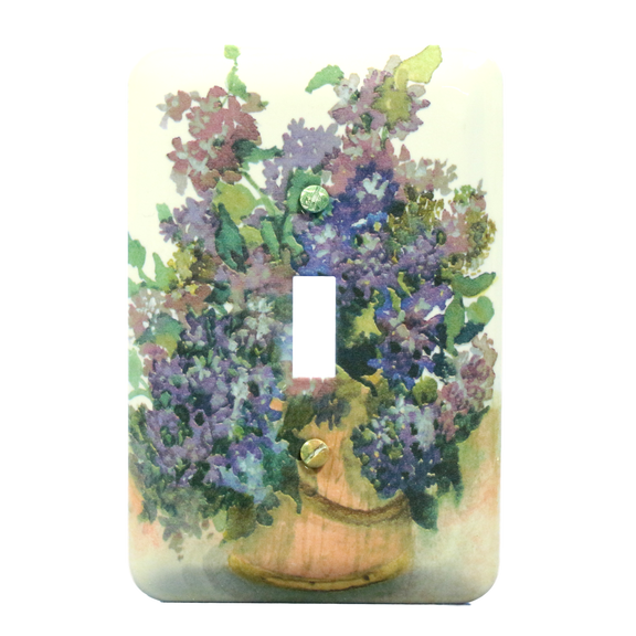 Leviton Lilac Flower Wallplate Toggle Switch Metal Cover Switchplate 89001-LIL