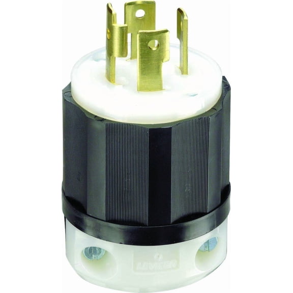 Leviton Locking Plug Nylon Indust. 30 Amp 3 Pole, 4 W Nema L 14-30 Pole CSA B/W Poly